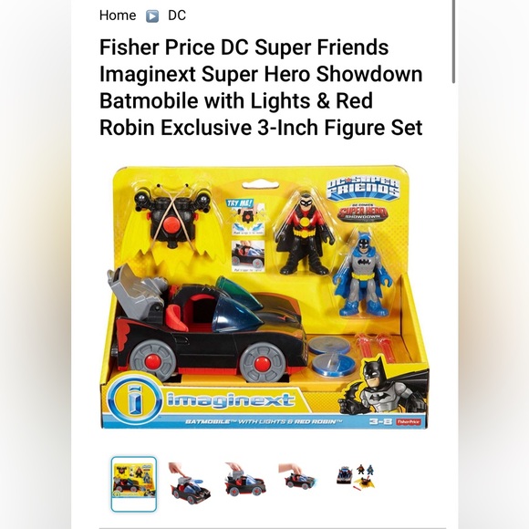 Imaginext DC Super Friends Exclusive Batmobile w/ Lights and Sounds + Robin - Picture 2 of 8